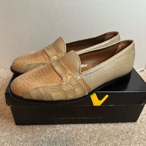 Stacy Adams Genuine Snake Pattern Tan Loafers, size 8M, New in Box